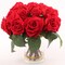 12" Red Velvet Rose Bouquet - 12-Pack, 7 Silk Flowers with Lifelike Foliage, Elegant Floral Décor, Perfect for Events & Home - Ideal for All Seasons, Floral Home by Artificial Flowers